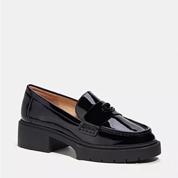 Coach Leah Black Patent Leather Loafers - Picture 1 of 8
